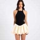 Chic Women's Halter Dress with Flowing Skirt and Convenient Pockets