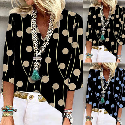 Chic Women's Blouse with Contemporary Circle Design