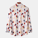 Chic Women's Long Sleeve Blouse with Geometric Print