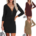 Hooded Zippered Mini Dress for Women