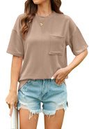 Textured Women's T-Shirt with Pocket Detail