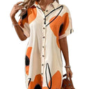 Floral Accented Women's Shirt Dress with Button Closure