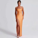 Women's Chic Maxi Dress with Spaghetti Straps and Side Slit
