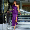 Stylish Asymmetrical Evening Dress with High Slit