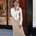 Chic Structured Blouse with Deep Neckline