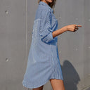 Chic Striped Women's Shirt Dress