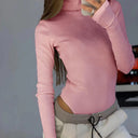 High Collar Ribbed Texture Ladies Bodysuit