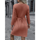 Chic Women's Dress with Adjustable Belt & 3/4 Sleeves