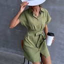 Chic Women's Shirt Dress with Belted Waist