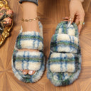 Plush Double Strap Women's Slippers
