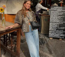Chic Leopard Print Ruffle Blouse for Women