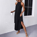 Women's Summer Maxi Dress with Halter Neck and Handy Pockets
