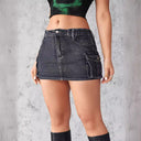 Trendy Women's Cargo Denim Skirt with Ample Pockets