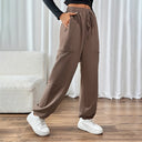 Stylish Women's Leisure Pants with Elastic Waist and Side Pockets