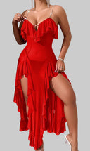 Maxi Dress with Ruffles and Side Slit for Women