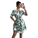 Floral Print Women's Shirt Dress with Belt