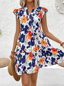 Floral Ruffle Women's Blouse Dress - Chic Style