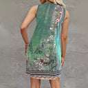 Chic Women's V-Neck Sleeveless Summer Dress with Button Accents