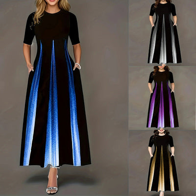 Maxi Dress with Gradient Design and Side Pockets