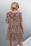 Trendy Leopard Print Women's Dress with Ruffles