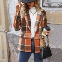 Classic Women's Checked Blazer Jacket in Cozy Fabric