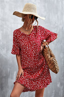 Chic Women's V-Neck Summer Dress with Flowy Sleeves