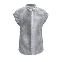 Chic Women's Striped Blouse with Button Accents
