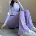 Women's Vertical Stripe Flared Stretch Pants