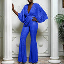 Stylish Sequined Jumpsuit with Flared Legs