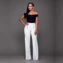 Chic High-Waisted Palazzo Pants with Button Accents