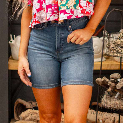 High-Waist Women's Denim Shorts - Flattering Fit