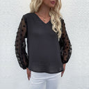 Chic Women's Blouse with Puff Sleeves and Textured Design