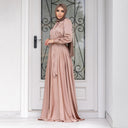Flowing Sleeve Women's Maxi Dress with Stylish Waist Belt