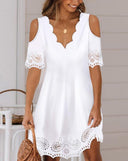 Chic Off-Shoulder Summer Dress with Lace Trim