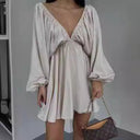 Chic Women's Summer Dress with Ruffle & V-Neck Design