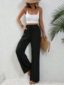 Chic Women's Palazzo Pants with Elastic Waist and Pockets
