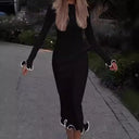 Chic Women's Long Sleeve Midi Dress with Playful Hem