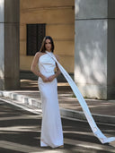 Asymmetric Neckline Evening Dress for Women