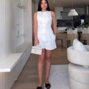 Chic Women's Knee-Length Button-Down Dress with Ruffles