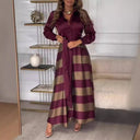 Chic Striped Women's Shirt Dress with Belt