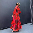 Animal Print Maxi Dress with Flowing Sleeves