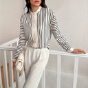 Women's Stylish Striped Blouse with Chic Button Placket
