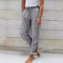 Stylish Women's Striped Cotton Pants with Adjustable Waist