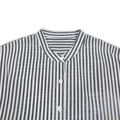 Chic Women's Striped Blouse with Button Accents