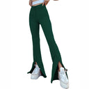 Chic High-Waist Flared Pants with Side Slits