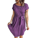 Chic Women's Button Dress with Waist Belt