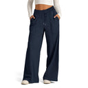 Chic Women's Loose Fit Leisure Pants with Elastic Waist and Handy Pockets