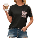 Trendy Women's Animal Print T-Shirt with Chest Pocket