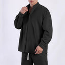 Shimmering Women's Long Sleeve Blouse with Modern Stand-Up Collar