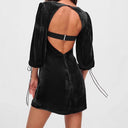 Chic Velvet Puff Sleeve Dress with Square Neck
